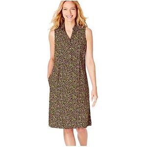 J. Jill Floral Sleeveless 100% Rayon Shift Dress - MT